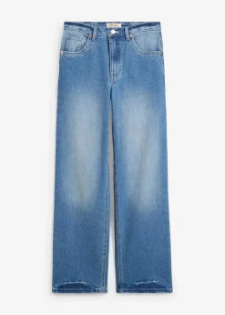 bonprix Jeans|Bekleidung·Shirts & Tops|Wide-Leg-Jeans High Waist hellblau denim used