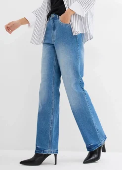 bonprix Jeans|Bekleidung·Shirts & Tops|Wide-Leg-Jeans High Waist hellblau denim used