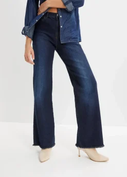 bonprix Bekleidung·Shirts & Tops|Jeans|Wide-Leg-Jeans, High Waist nachtblau denim