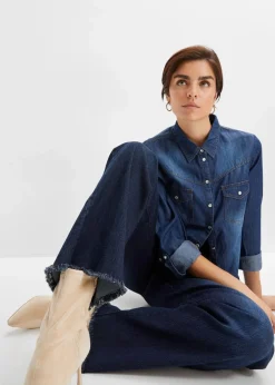 bonprix Bekleidung·Shirts & Tops|Jeans|Wide-Leg-Jeans, High Waist nachtblau denim