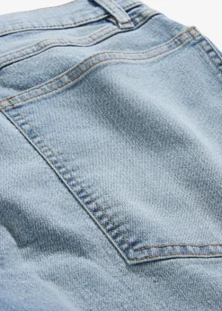 bonprix Kurzgrößen|Bekleidung·Shirts & Tops|Wide-Leg-Jeans, High Waist hellblau denim used