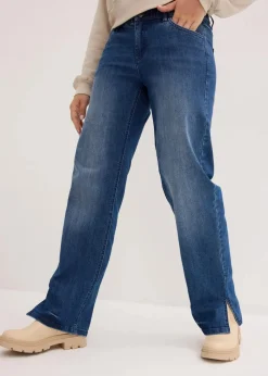 bonprix Jeans|Bekleidung·Shirts & Tops|Wide-Leg-Jeans High Waist, Bequembund blau denim