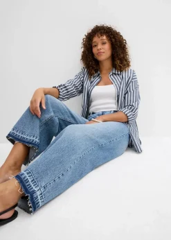 Wide-Leg-Jeans High Waist, cropped|bonprix Hot