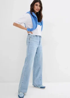 Wide-Leg-Jeans High Waist, Low Stretch|bonprix Online