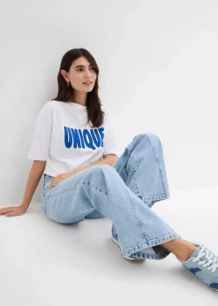 Wide-Leg-Jeans High Waist, Low Stretch|bonprix Online