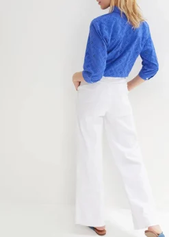 bonprix Bekleidung·Shirts & Tops|Jeans|Wide-Leg-Jeans High Waist, Stretch weiß twill