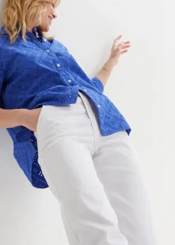 bonprix Bekleidung·Shirts & Tops|Jeans|Wide-Leg-Jeans High Waist, Stretch weiß twill