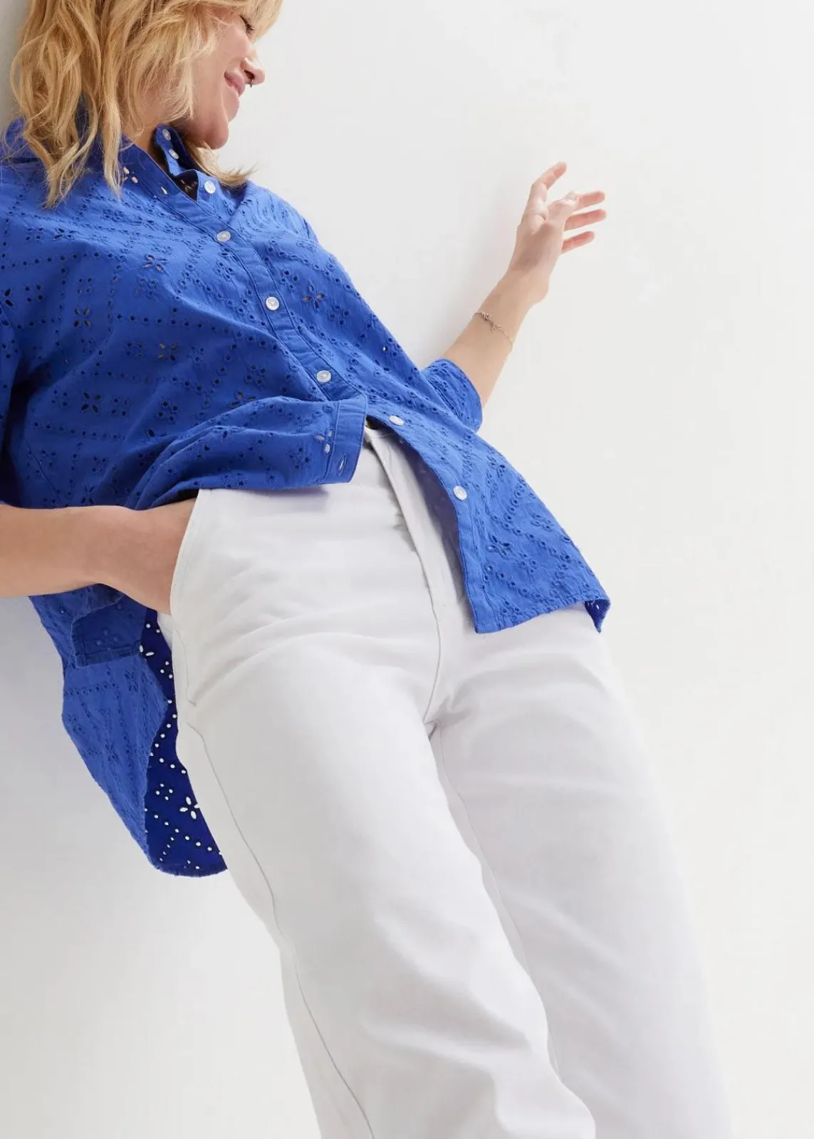 bonprix Bekleidung·Shirts & Tops|Jeans|Wide-Leg-Jeans High Waist, Stretch weiß twill