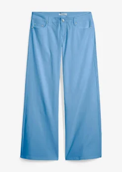bonprix Jeans|Kurzgrößen|Wide-Leg-Jeans, Low Waist hellblau denim used
