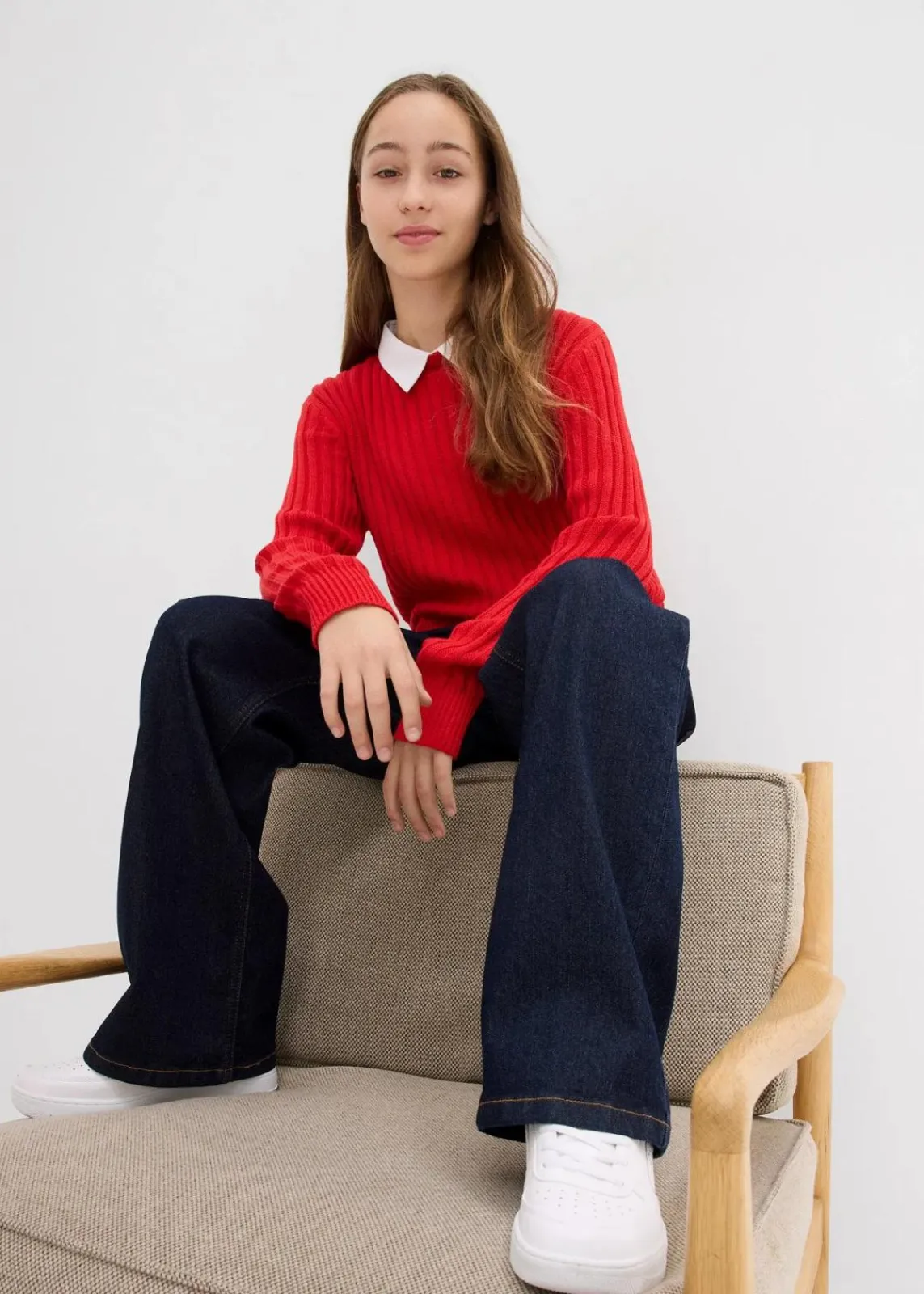 bonprix Mädchen 9-16 Jahre·Jeans|Wide-Leg-Jeans Mid Waist nachtblau denim