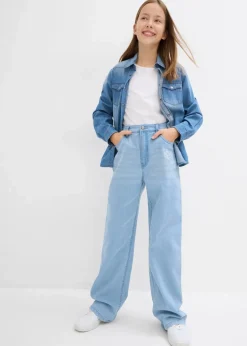 bonprix Mädchen 9-16 Jahre·Jeans|Mädchen 2-8 Jahre·Nachhaltigere Materialien|Wide-Leg-Jeans Mid Waist hellblau denim