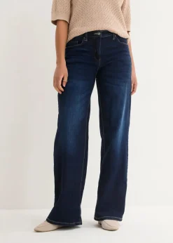 bonprix Bekleidung·Shirts & Tops|Jeans|Wide-Leg-Jeans Mid Waist, Bequembund nachtblau denim