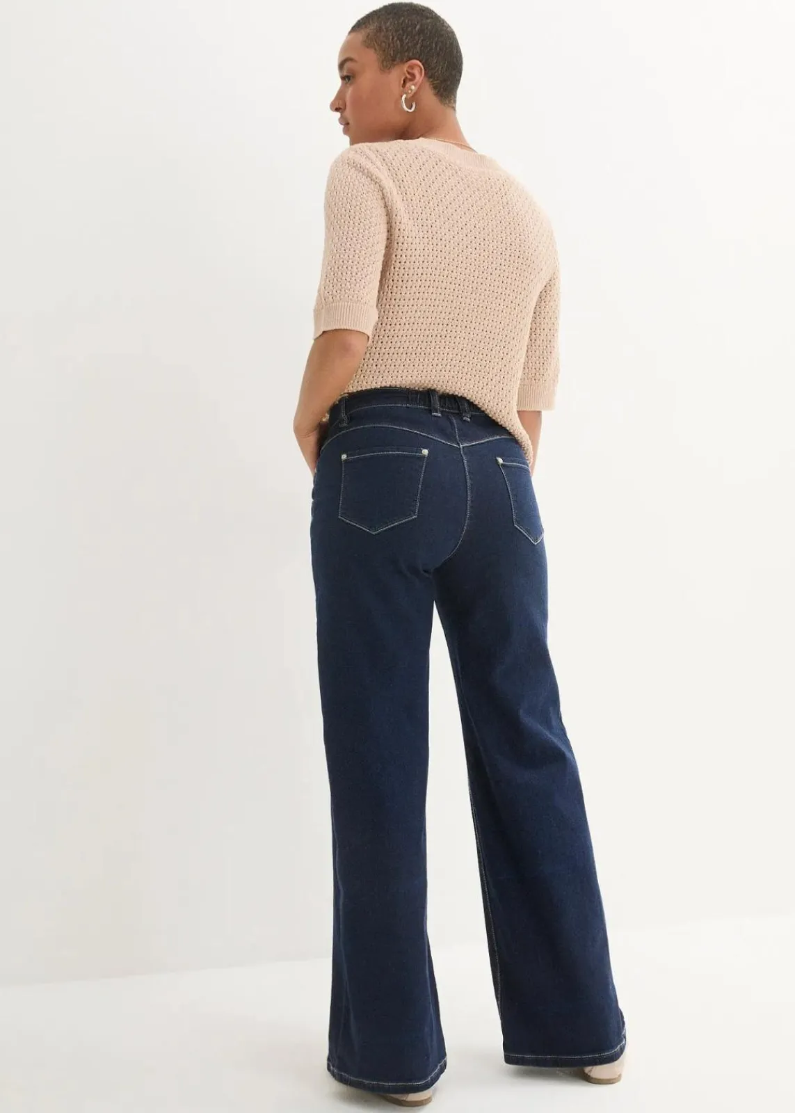 bonprix Bekleidung·Shirts & Tops|Jeans|Wide-Leg-Jeans Mid Waist, Bequembund nachtblau denim