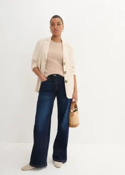 bonprix Bekleidung·Shirts & Tops|Jeans|Wide-Leg-Jeans Mid Waist, Bequembund nachtblau denim