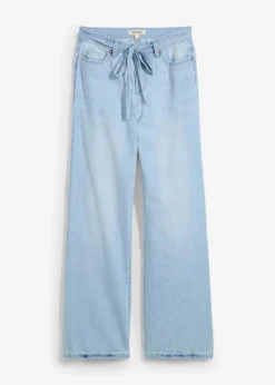 Wide-Leg-Jeans, Mid Waist, Gürtel|bonprix Online