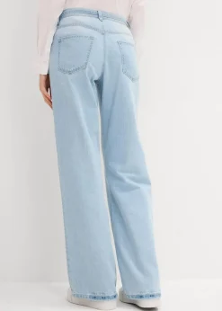 Wide-Leg-Jeans, Mid Waist, Gürtel|bonprix Online
