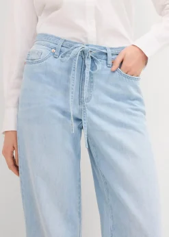 Wide-Leg-Jeans, Mid Waist, Gürtel|bonprix Online