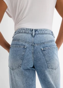 bonprix Jeans|Bekleidung·Shirts & Tops|Wide-Leg-Jeans Mid Waist, Low Stretch eisblau denim used