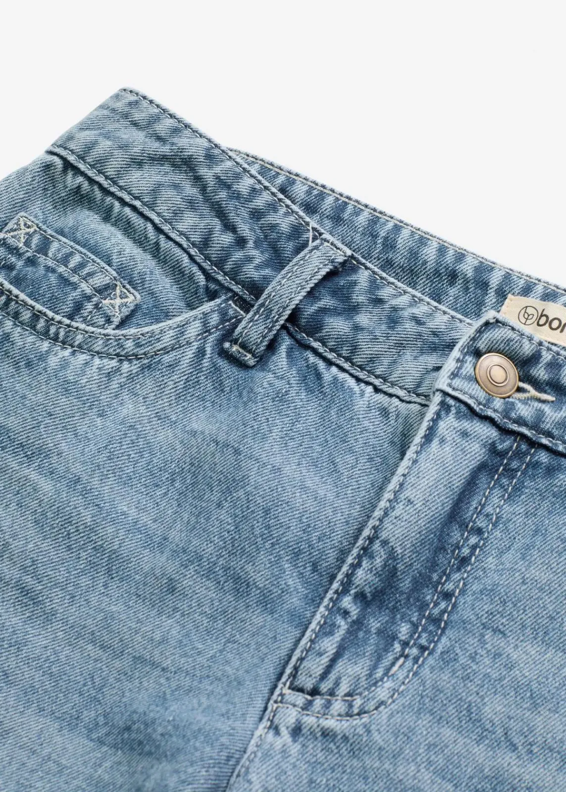 Wide-Leg-Jeans Mid Waist, Low Stretch Full Length|bonprix Discount