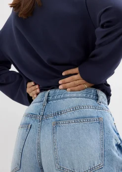 Wide-Leg-Jeans Mid Waist, Low Stretch|bonprix New