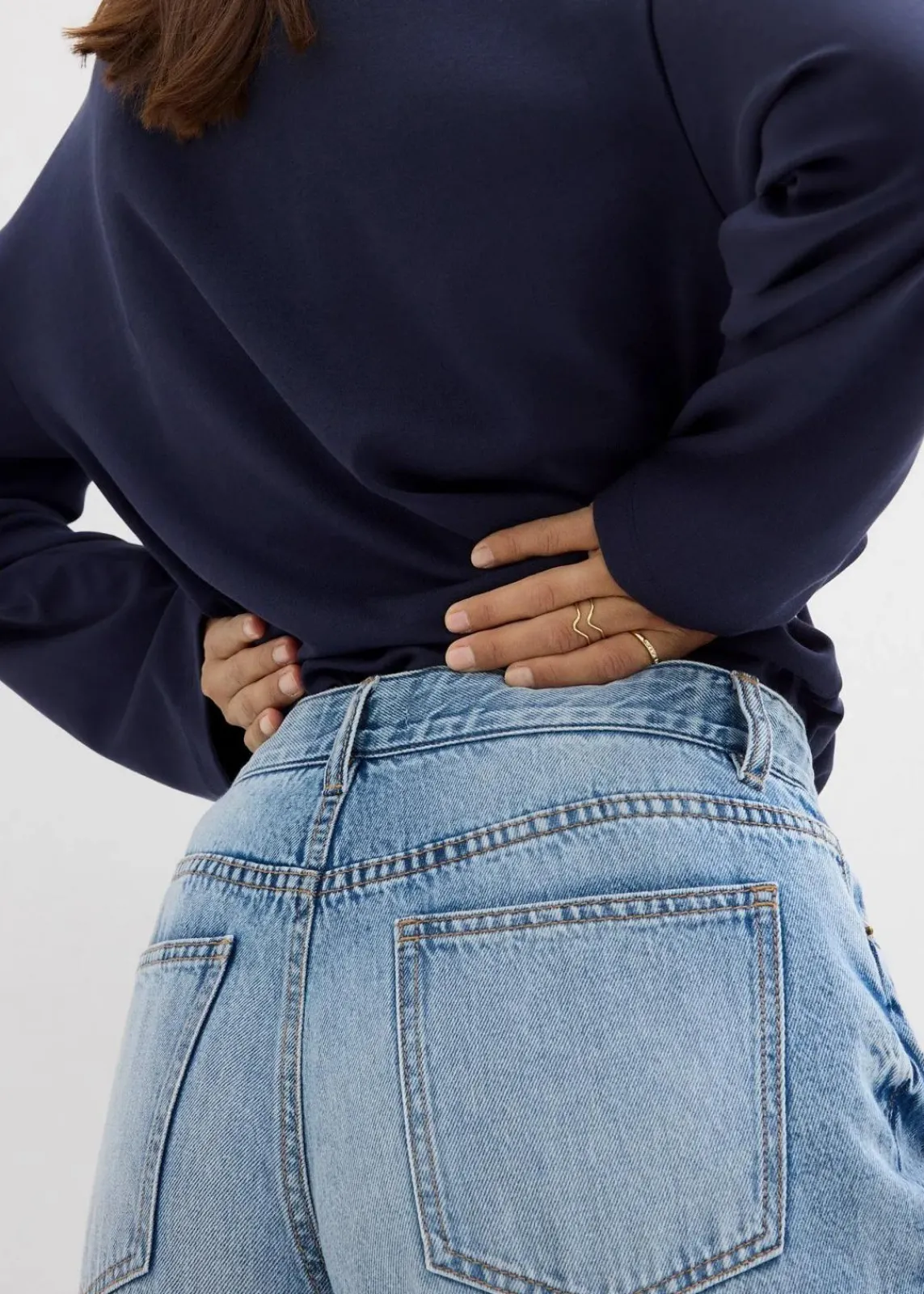 Wide-Leg-Jeans Mid Waist, Low Stretch|bonprix New