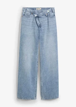 Wide-Leg-Jeans Mid Waist, Low Stretch|bonprix Online