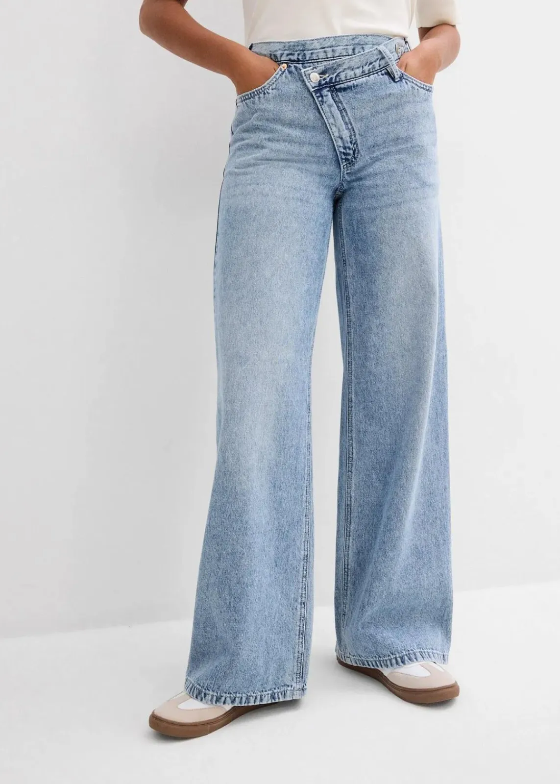 Wide-Leg-Jeans Mid Waist, Low Stretch|bonprix Online