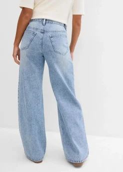 Wide-Leg-Jeans Mid Waist, Low Stretch|bonprix Online