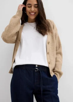 Wide-Leg-Jeans Mid Waist mit Gürtel|bonprix Hot