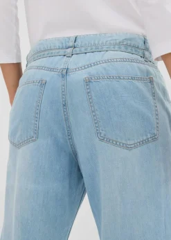 Wide-Leg-Jeans Mid Waist mit Gürtel|bonprix Outlet
