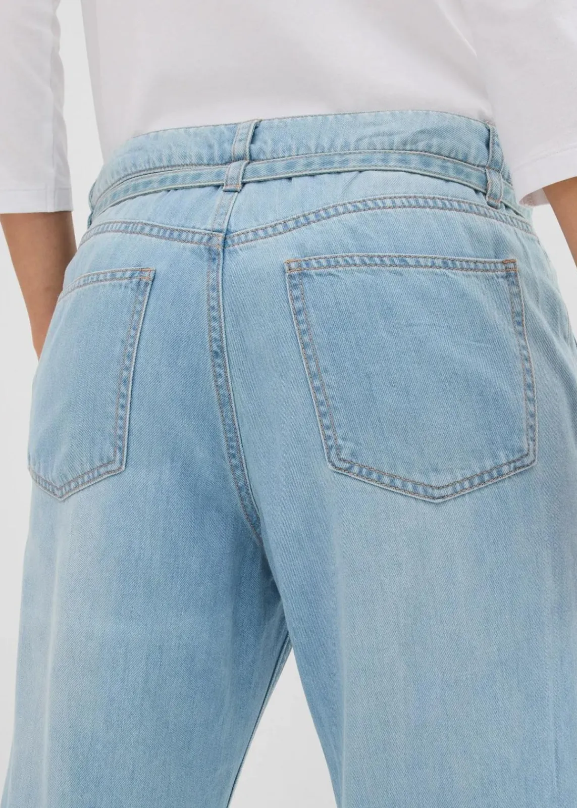 Wide-Leg-Jeans Mid Waist mit Gürtel|bonprix Outlet