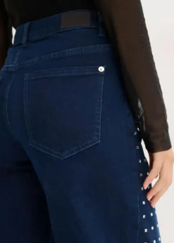 Wide-Leg-Jeans Mid Waist mit Strassapplikation|bonprix Clearance