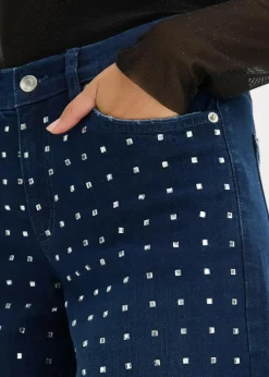 Wide-Leg-Jeans Mid Waist mit Strassapplikation|bonprix Clearance