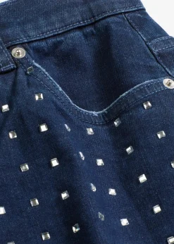 Wide-Leg-Jeans Mid Waist mit Strassapplikation|bonprix Clearance