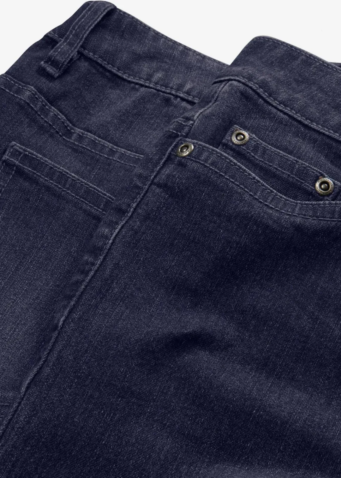 bonprix Jeans|Kurzgrößen|Wide-Leg-Jeans, Mid Waist, Stretch nachtblau denim