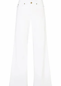 bonprix Jeans|Bekleidung·Shirts & Tops|Wide-Leg-Jeans, Mid Waist, Stretch weiß denim