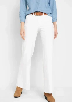 bonprix Jeans|Bekleidung·Shirts & Tops|Wide-Leg-Jeans, Mid Waist, Stretch weiß denim