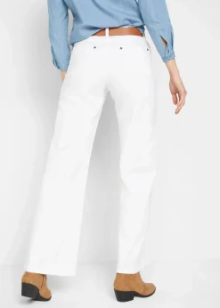 bonprix Jeans|Bekleidung·Shirts & Tops|Wide-Leg-Jeans, Mid Waist, Stretch weiß denim