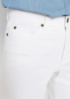 bonprix Jeans|Bekleidung·Shirts & Tops|Wide-Leg-Jeans, Mid Waist, Stretch weiß denim