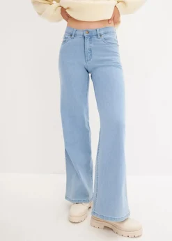 Wide-Leg-Jeans, Mid Waist, Stretch|bonprix