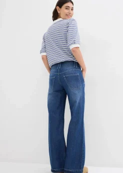 bonprix Jeans|Bekleidung·Shirts & Tops|Wide-Leg-Jeans Mid Waist, Super Soft blau denim used