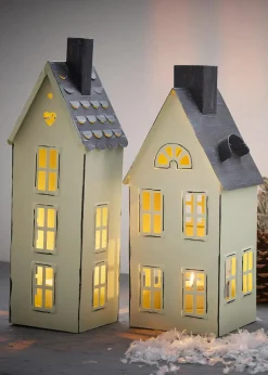 bonprix Sehr Beliebt|Kerzenhalter|Windlicht im Haus-Design (2-tlg.Set) weiß/schwarz