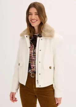 bonprix Jacken & Mäntel|Bekleidung·Hosen|Winterjacke in Wolloptik perlweiß