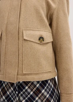 bonprix Bekleidung·Hosen|Jacken & Mäntel|Winterjacke in Wolloptik hellkhaki meliert