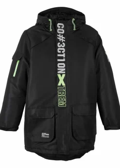 bonprix Jungen 9-16 Jahre·Jacken & Outdoor|Winterjacke mit sportiven Details und Kapuze schwarz bedruckt