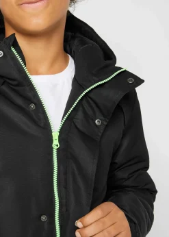 bonprix Jungen 9-16 Jahre·Jacken & Outdoor|Winterjacke mit sportiven Details und Kapuze schwarz bedruckt