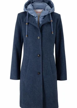 bonprix Jacken & Mäntel|Bekleidung·Hosen|Winter-Kurzmantel in Wolloptik, 2in1 Optik dunkelblau