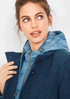 bonprix Jacken & Mäntel|Bekleidung·Hosen|Winter-Kurzmantel in Wolloptik, 2in1 Optik dunkelblau