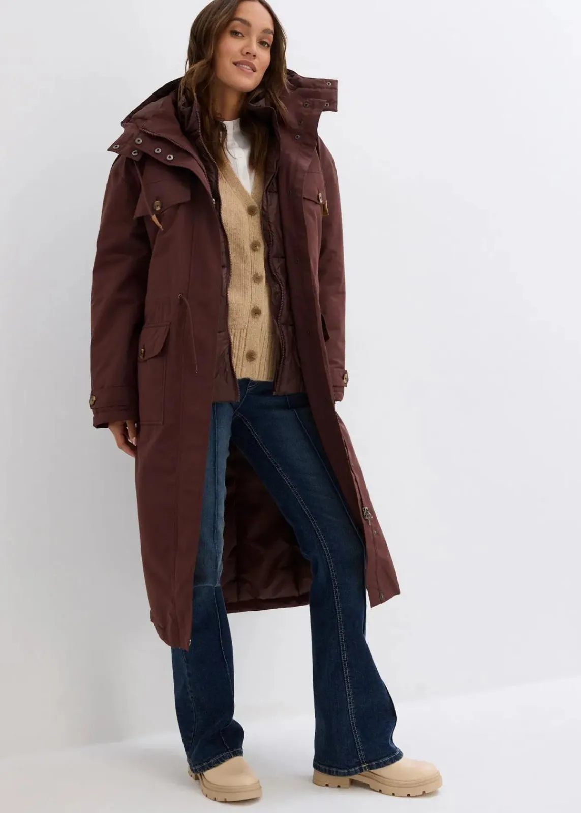 bonprix Jacken & Mäntel|Bekleidung·Hosen|Wintermantel, 2in1 Optik terrabraun