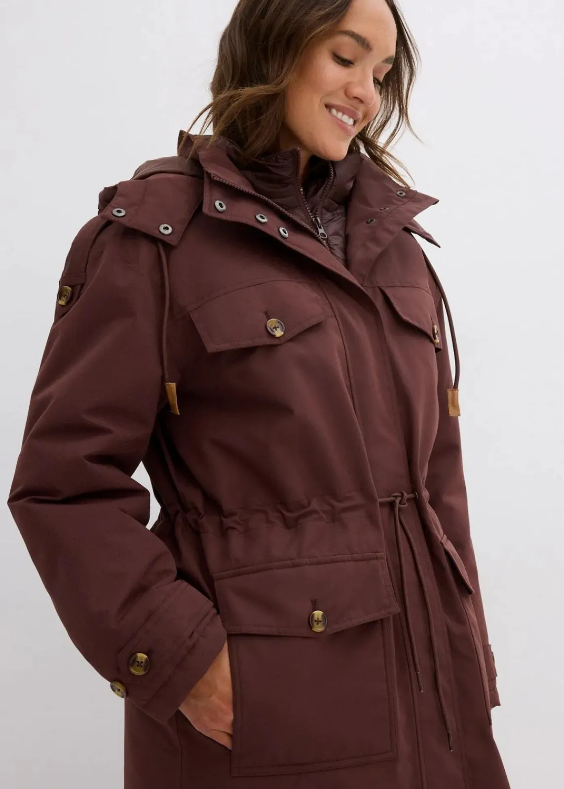 bonprix Jacken & Mäntel|Bekleidung·Hosen|Wintermantel, 2in1 Optik terrabraun